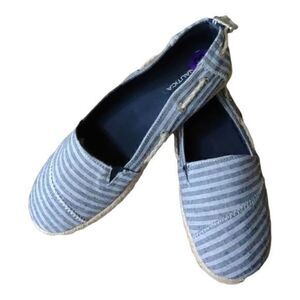 Nautica Toggle Back Rudder Navy Triple Stripe‎ Espadrille Flats Size 8.5